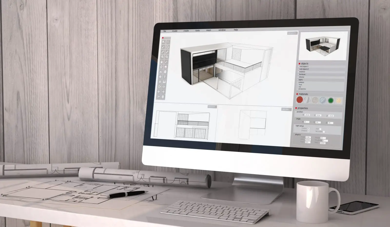 Architect's iMac With 3D Visual on Screen