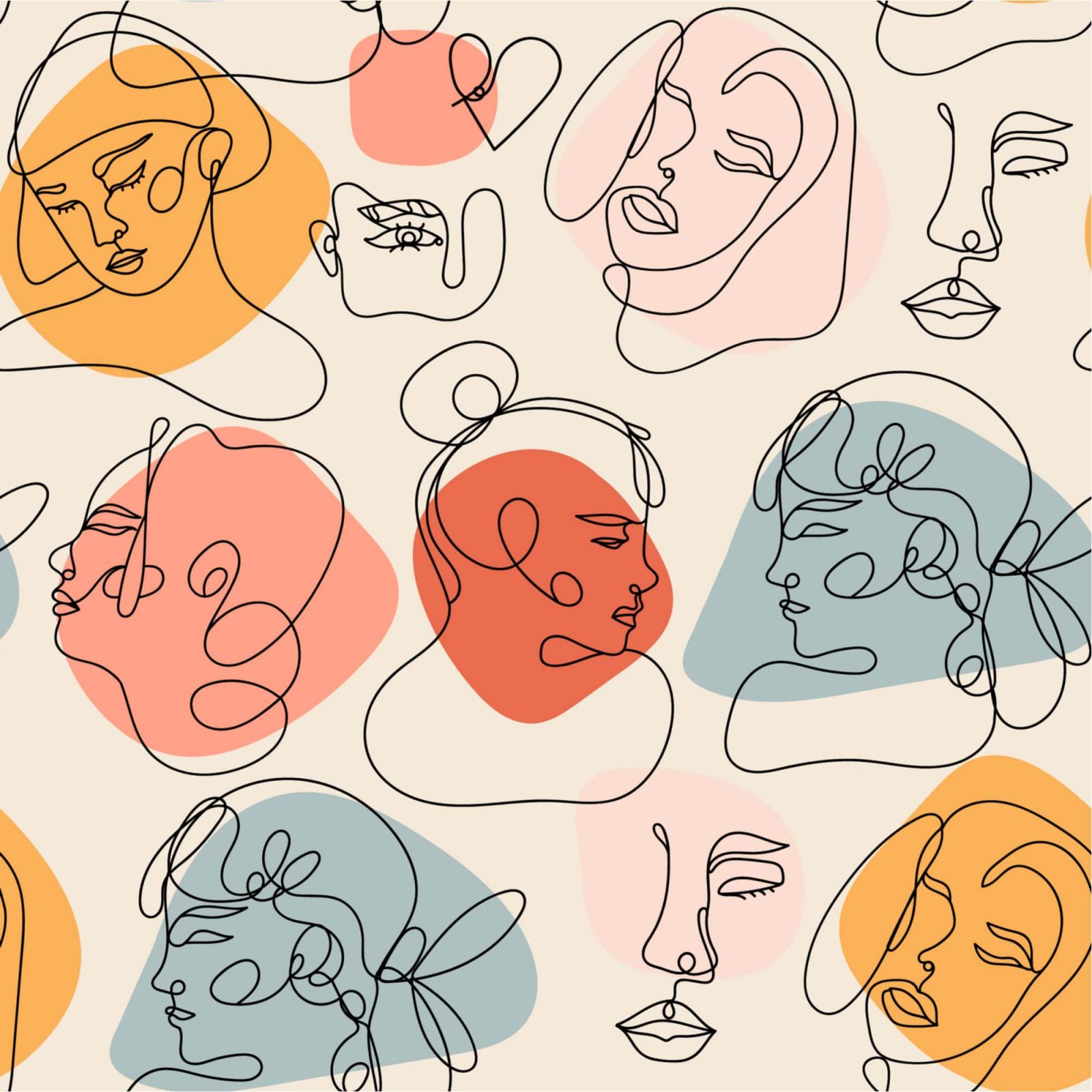 facial-line-drawing-watercolour-aalofts-design Linear Face Illustration With Watercolour
