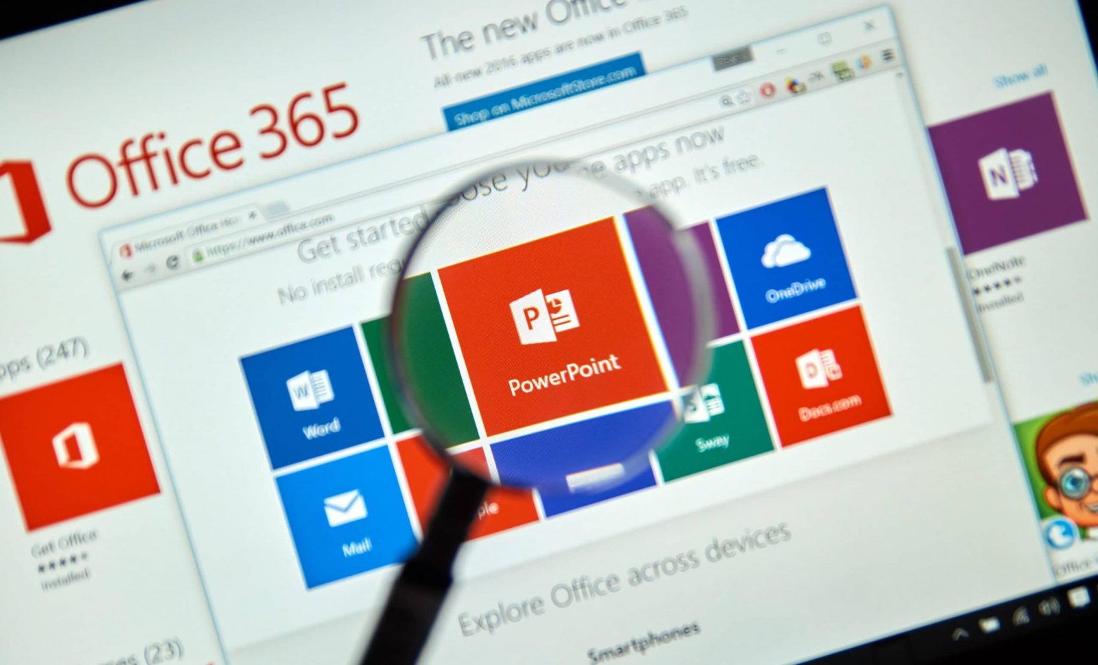 Microsoft Powerpoint and Office 365 on Laptop