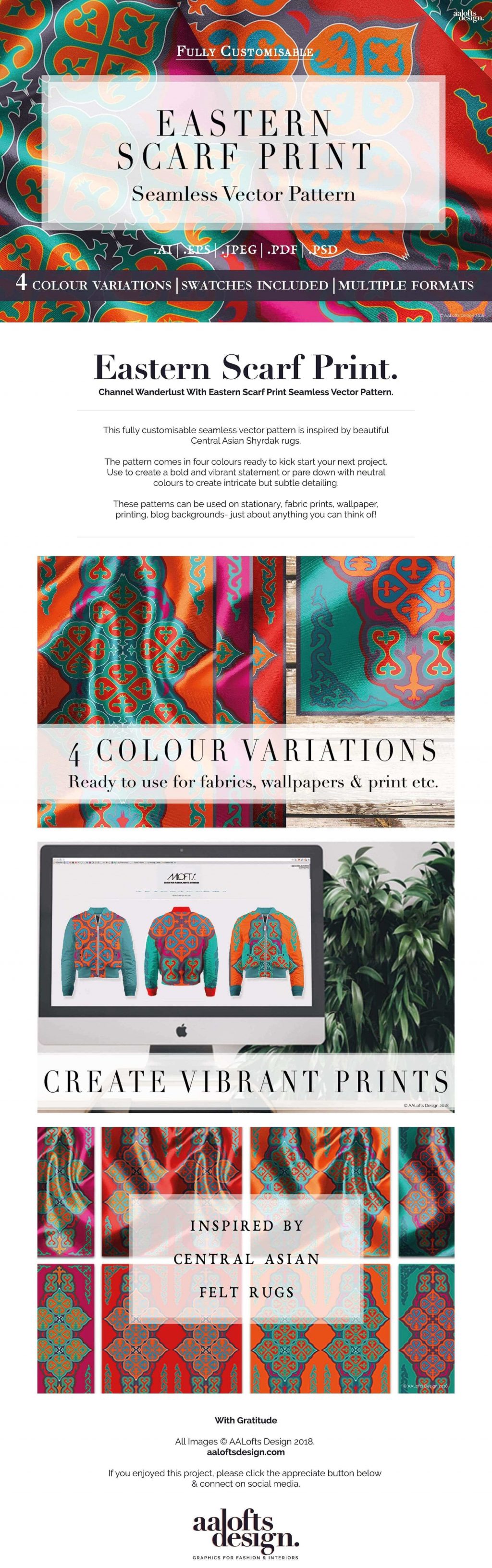 Eastern Scarf Print Vector Pattern by AALofts Design