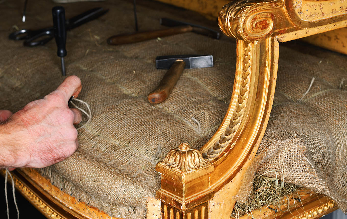 Gilded Antique Chair in Progress