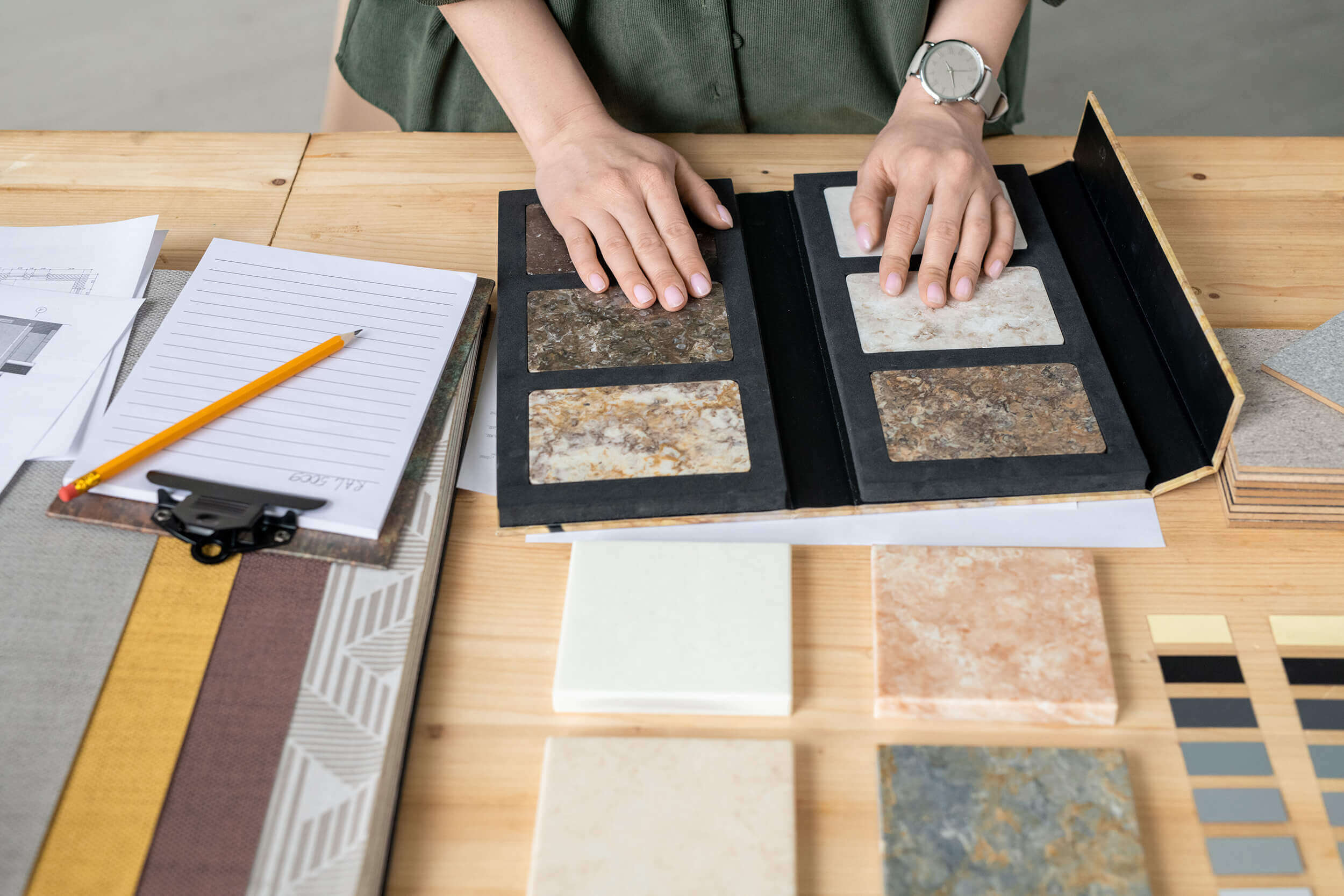 Interior Designer Selecting Tiles